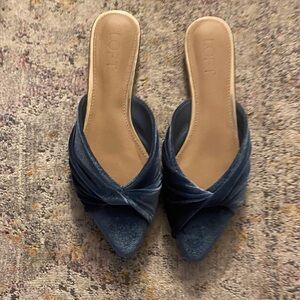 LOFT Women's Blue Velvet Mules